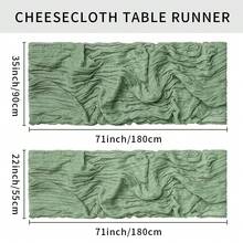 15pcs Sage Green Cheesecloth Table Runner 15 Pack 35" X 120" Boho Gauze Pleated Solid Color Semi-Sheer Lightweight Washable | Christmas Thanksgiving New Year Rustic Wedding Arch Bridal Baby Shower Banquets Reception Center Farmhouse Birthday Anniversary Party Dining Room Dresser Table Centerpiece Home Decor Supplies Sage Green Cheesecloth Table Runner - Green - View 7