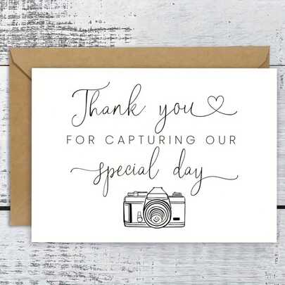 1 Set Wedding Photographer Thank You Card With Envelope, Elegant Thank You For Capturing Our Special Moments, Suitable For Photographers And Wedding Vendors
