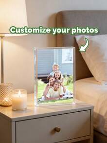 1pc Personalised Photo Customized Acrylic Bestie Freestanding Plaque With Any Photo, Birthday Custom Present, Wedding Gift, Family - Multicolor - View 8