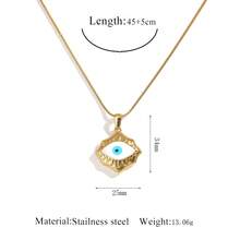 1 件朋克风 304 不锈钢恶魔之眼吊坠项链，简约百搭，适合日常佩戴 - 金色 - 查看 9