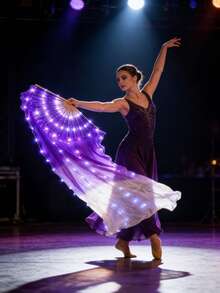 Purple & White LED Flashing Colorful Light-Up Hand Fan, Stage Performance, Birthday Party, Wedding, Nightclub Glow Prop - Purple White - View 9