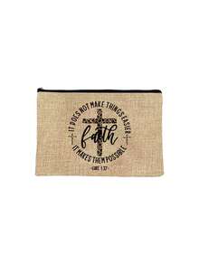 Christian Large Capacity Tote Bag Set, Equipped With Inspirational Faith Quote Printed A Zipper Cosmetic Bag, ,Inspirational Quotes Printed With "God", Faith Conquers Fear Christian Multifunctional Handbag, Large Capacity Shoulder Bag, Casual Linen Bag - Multicolor - View 13