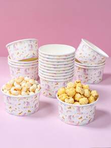 10pcs Rainbow Unicorn Party Disposable Paper Bowls, Suitable For Birthday Party Supplies, Rainbow Unicorn Party Paper Bowls Can Be Used As Popcorn Boxes, Ice Cream Cups And Other Food Containers, Unicorn Themed Birthday Disposable Tableware, Baby Shower Decorations, Pink Unicorn Party Decorations, Tabletop Decor, Kitchen Supplies, Party Gift Boxes, Unicorn Birthday Decorations - Rainbow Unicorn - View 3