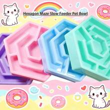 Hexagon Maze Slow Feeder Pet Bowl - Hexagon Maze Design, Non-Slip And Anti-Tip, Easy To Clean - For Small And Medium Dogs And Cats - Interactive Puzzle Feeding Toy.