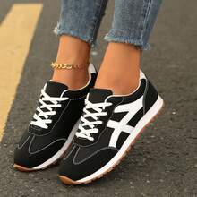 Outdoor Office Work Walking Travel Sport Womens Shoes Fun Patchwork Soft Sole Sports Shoes Errand Ready Spring Fall Chunky Shoes Tennis Shoes Sneakers - màu đen - Xem 3