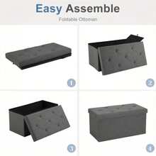 MIKOMIKA Storage Ottoman, Folding Storage Chest, Footstool, Cube Bench, Holds Up To 300kg, For Living Room, Bedroom, Entryway. Ottoman Storage Chest Folding Stool, Linen Stool, Foldable Seat Footstool - 76 X 38 X 38 Cm, Assorted Colors Black Blue Beige Slate Grey. (Drawer 001) - CAJON-PLEGABLE-76CM-AZUL. - 查看 7