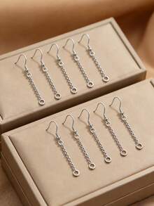 10pcs,304 Stainless Steel Ear Wires Ear Hook Matching Chain Ear Hook Connector DIY Earrings Jewelry Accessory Making