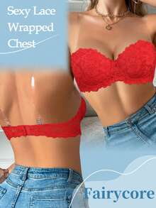Peach Girl Red Lace Underwire Bra, Comfortable Removable Straps, Supportive Everyday Wear - Red - View 4