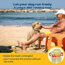 CYPNDIGGO - Ancla de Playa para Perro para Todos los tamaños de Perro Sistema único de Bloqueo de Playa con combinación giratoria de Cabeza de 360° estaca de Amarre Resistente Ancla para ParaguasFashion - 219820686 - Ver 8