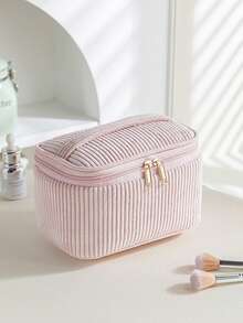 Personalized Women's Cosmetic Bag - Large Capacity Makeup Organizer With Mesh Pockets, Zipper Closure, Soft Fabric And Sturdy Handle, Convenient Travel Toiletry Bag, Personalized Gift