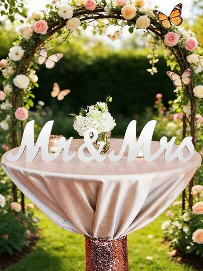 3 Pieceswedding Party Decoration Set, MR&MRS Wooden Ornaments, Party And Wedding Table Decorations, Wedding Sign-In Table Decor, English Letter Photo Props For Wedding Photos, Valentine's Day Decoration Props, Wedding And Party Decoration Props, Wooden Wedding Photo Ornaments, Wedding Table Decorations, Wedding Signage, Valentine's Day, Valentine's Day Gifts.