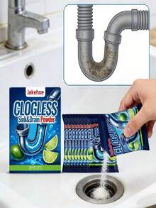 jakehoe 管道疏通粉，可溶解厨房水槽、浴室管道和排水管中的油脂和食物残渣，快速恢复水流顺畅。 - 粉狀 - 查看 2