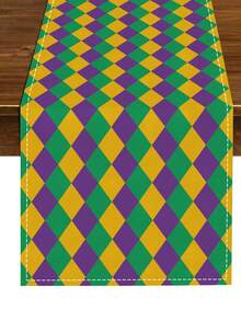 1 件装菱形图案桌旗，适用于嘉年华节日、派对、假日主题家居客厅餐桌装饰 - 綠色 - 查看 7