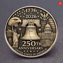 2D Flat - 1 Piece United States 250th Anniversary Commemorative Medal Brooch |   Stainless Steel Material, Elegant Retro Style, Suitable For Daily Use And Gift Occasions, Decorates Clothes And Backpacks, Enhances Atmosphere. - bạc - Xem 8