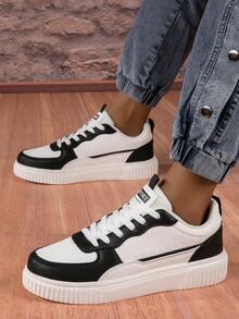Sepatu Sneakers Olahraga Kasual Colorblock Ringan Terbaru, Sepatu Atletik Pria yang Modis, Bernapas, dan Nyaman, Serbaguna untuk Musim Semi/Panas - Hitam - View 2
