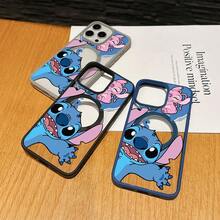 This Disney Lilo & Stitch Phone Case, Featuring Stitch And Angel Cartoon Characters, Boasts A Cute And Playful Design, A Simple And Stylish Appearance, And A Smooth And Comfortable Feel. It Features A Magnetic Back, Camera Protection, A Transparent And Fashionable Back Panel, And Reinforced Corners For Effective Drop Protection, Making It An Ideal Choice For Young People. This Phone Case Is Compatible With IPhone 17/16/15/14/13/...12/11/XR/XS/X Series And SamsungGalaxy S22, S23, S24, And S25 Series Phones. It's The Perfect Gift For Friends And Family. - màu đen - Xem 1
