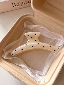 2pcs/1pc Women White Polka Dot & Black Plastic Hair Clips, Fashionable, Elegant, Minimalist, Solid Color Hair Claws, Suitable For Daily, Casual, Party, Commute, Beach, Bun, Ponytail, Washing Face, Makeup, Accessory Women Claw Clips Elegant Hair Accessories - Multicolor - View 4