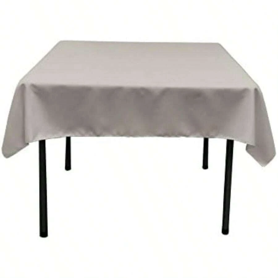 LA Linen - Mantel Cuadrado de Popelina de poliéster Lavable, Resistente a Las Manchas y Arrugas, 52 x 52 Pulgadas, Mantel de Tela Cuadrado para Comedor, Cocina, Fiesta, día Festivo, 52 x 52 Pulgadas,(Gris claro) - Multicolor - Ver 1