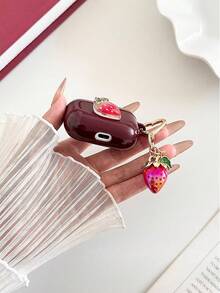 Strawberry Painted Wine Red Bluetooth Earphone Case Compatible With AirPod Case, Headphones, Pro 3 Case, Pro (2nd Generation), 3, Pro, 1/2, 4 Case Cover - Multicolor - View 4