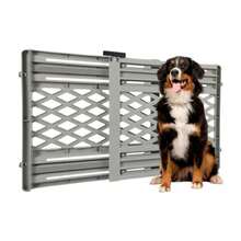 Barrera de  Gris para Mascotas y Niños Plástico Resistente Ajustable y Fácil de Instalar Uso Interior Marco de 68*50 cm Largo Total 106 cm - Gris - Ver 2