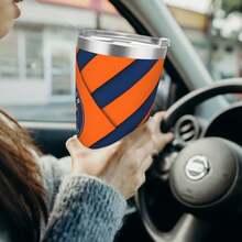 304 Stainless Steel Double Silver Edge Vacuum Insulated Drum 340g - Reusable Travel Cup With Stainless Steel Straw - This Is A Stainless Steel Water Cup About The Houston Baseball Astros  Theme - Leak Proof, Sweat Proof, Can Maintain Hot And Cold Temperatures For Hours, Frees Of Bisphenol A, Suitable For Car Cup Holders, Very Suitable For Match Days, Sports Events, Commuting, Office Rest And Outdoor Activities, Durable Double Wall Structure Fashionable Fan Gift - Silver - View 6