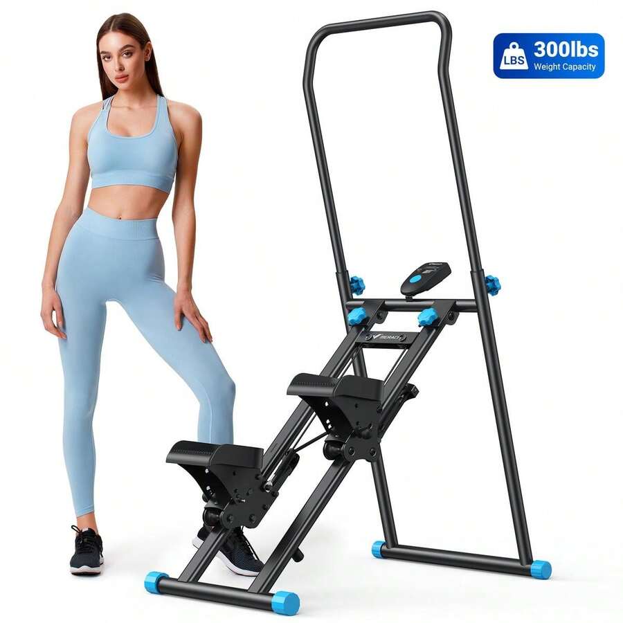 Stair Stepper With Handlebar For Full-Body Workout, 300LBS Capacity, Compact Cardio Climber Exercise Machine With Adjustable Pedals, Vertical Climber, OutdoorFun For Home Gym - 黑色 - 雙把手 - 查看 1