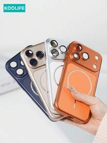 Magnetic Koolife 1pc Thin Ring Magnet PC Large View Window Phone Case, Solid Color Matte Case Compatible With IPhone 17, Raised Lens Protection Case, Compatible With IPhone 17/17 Pro/17 Pro Max - Desert Gold - View 7