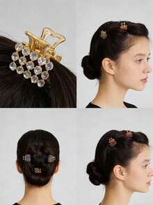 8 قطع مشابك شعر مرصعة بالراين للنساء - فاخرة وأنيقة، مثالية للضفائر والغرة والاستخدام اليومي والعمل والمدرسة والحفلات