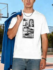Mercedes Benz Classic Car T-Shirt, Quality Fabric, Round Neck, Loose Fit, Comfortable, Unique Graphic Print - trắng - Xem 1