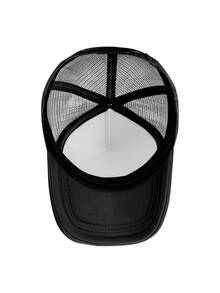 1 Pcs Interesting And Popular Patterns (277) Funny Stylish Printed Baseball Cap, Unisex Outdoor Sun Protection Sponge Mesh Cap, Adjustable, Suitable For Spring And Autumn Travel And Beach Vacations - Black and White - View 5