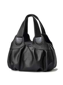 1 chiếc túi xách nữ bằng da PU màu trơn, đa năng, kiểu dáng thường ngày và đi làm, phù hợp cho sinh hoạt và công sở. - màu đen - Xem 4