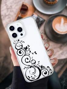 1pc White Floral Vine Pattern Clear TPU Phone Case Raised Edges For Screen Protection Ultra Transparent Minimalist Classic Design Holiday Gift For Girlfriend Or Self Use Compatible With Apple Phone 17 16 15 14 13 12 11 XSMAX XS X Series - Trong sáng - Xem 2
