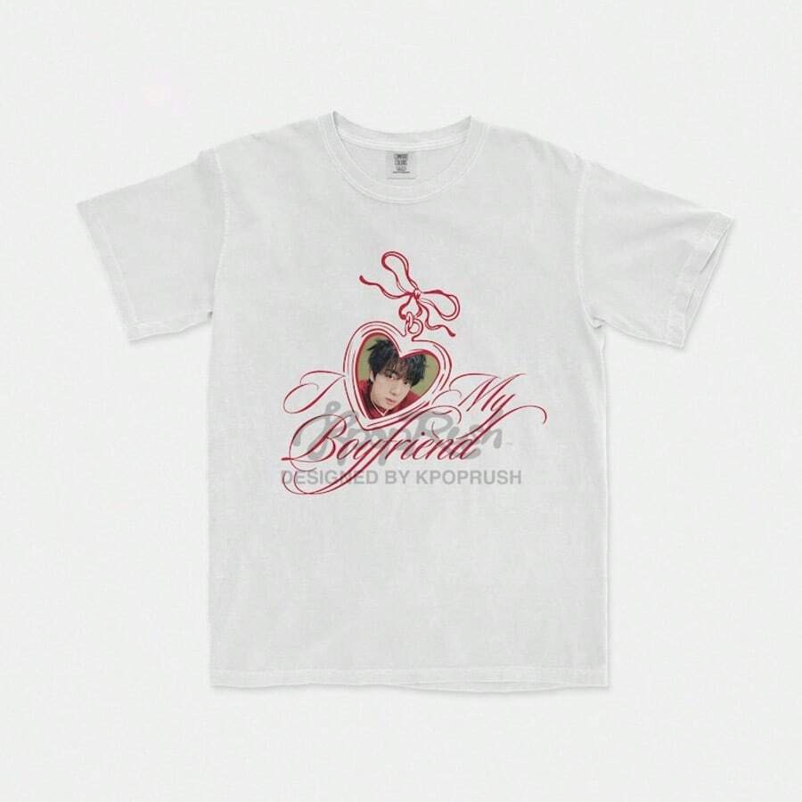 Custom I Love My Boyfriend T Shirt, Personalized Kpop I Heart My Bf Te Txt, Enhyp - 白色 - 查看 1
