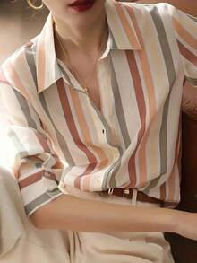 Plus Size New Loose Long Sleeve Women Blouse Shirt Spring - Apricot - View 4