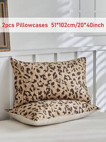半件装棕色豹纹枕套，柔软透气，乡村风抱枕套，适用于沙发、现代卧室装饰，标准尺寸，不含枕芯 - 棕色 - 查看 16