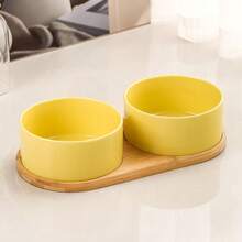 大型宠物碗，陶瓷狗/猫碗，带木质底座，防溢水碗，适用于猫狗，不刺激胡须，可放入洗碗机清洗 - 980ml - 查看 25