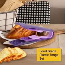 3 PCS Pinzas De Cocina De Plástico, Pinzas Pequeñas Multifuncionales De Cocina Herramientas De Cocina Pinzas Para Servir Comida Utensilios De Cocina (Púrpura),40047069 - Azul - Ver 6