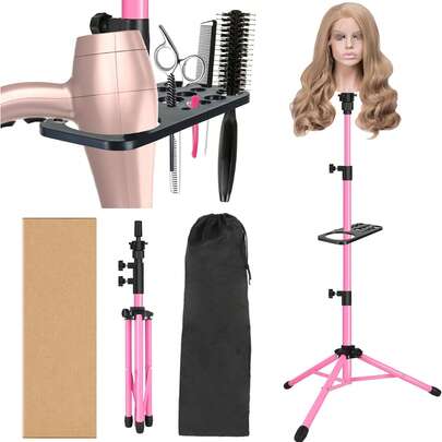 AliLeader Wig Stand, Wig Tripod With Tray, Wig Model Head Stand, Suitable For Canvas Model Head/Training Doll Head