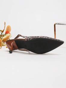 Leopard Mesh Slingback Pumps – These Stilettos Are Chef's Kiss For Date Night! Brown - Brown - View 5