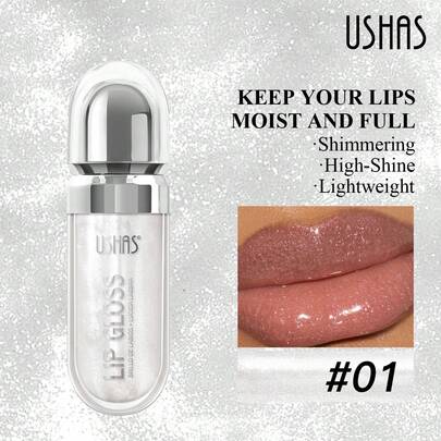  Son bóng USHAS Shimmery Pearl Gloss, Son tint có kết cấu mịn màng và dưỡng ẩm, lâu trôi và dễ thoa, nhanh khô và không dính, Son kem lấp lánh, Thích hợp cho trang điểm dự tiệc, ngày lễ và hàng ngày, Giáng sinh, Quà tặng ngày lễ tình nhân
