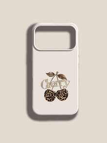 1pc Cherry Pattern, Large Hole Liquid Beige Anti-Drop Silicone Phone Case, Suitable As Holiday Gift, Compatible With Apple Xs/Xsmax/Xr/11 12 13 14 15 16pro/Promax/14 15 16plus/17, Unisex - Multicolor - View 2