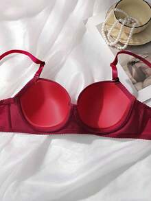 1套女士豹纹蕾丝钢圈前扣文胸 - 彩色 - 查看 4