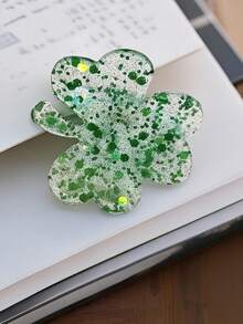 3个装圣帕特里克节闪亮四叶草发夹，适合女性和女孩，绿色四叶草醋酸纤维发夹，小巧发夹，可爱圣帕特里克节女孩发饰，女士发夹，时尚发夹 - 彩色 - 查看 8