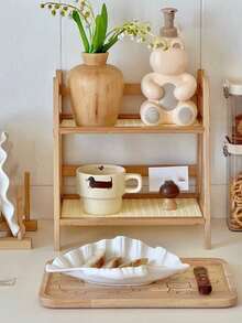 1 Set Soporte para tazas para sala de estar y cocina, estantería para especias, estantería para tazas, estantería para exhibición de muebles, estantería de almacenamiento decorativa, estantería para bandejas, estantería para macetas, estantería para exhibición de plantas en macetas pequeñas, estantería de almacenamiento decorativa para entrada de cocina y sala de estar, estantería para frascos de especias, estantería para almacenamiento de tazas, soporte tejido para tazas - Amarillo - Ver 6