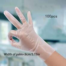 100pcs Thick Cleaning Gloves, Designed For Kitchen Preparation, & Washing, Dishwashing And Daily Cooking, Transparent & Lightweight, Comfortable Fit, Flexible Touch, Suitable For Household Use - Clear - View 6