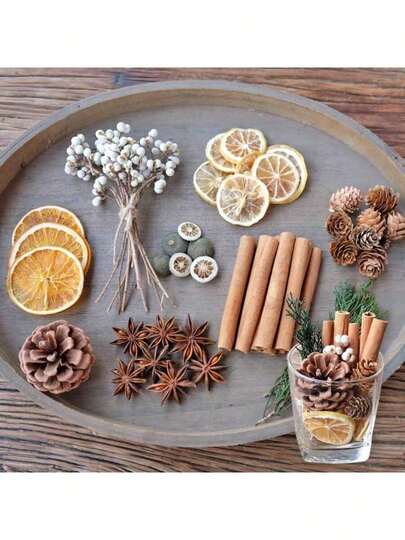 1 Piece, 15 Pieces, 25 Pieces, 35 Pieces Of Dried Plants, Dried Flowers, Dried Leaves, Fragrance Cinnamon Sticks, Star Anise Craft Items, Decorative Accessories. Suitable For Decorative Use In Handmade Soaps, Suitable For Decorating Handmade Accessories To Enhance Fragrance, Suitable For Various Decorative Pieces For Festival Activities