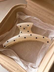 2个/1个 女士 4.53英寸/11.5厘米 椭圆形绿白波点一体式大号轻便塑料发夹，时尚百搭高端优雅简约发饰，适合日常休闲、派对、通勤、度假、发型设计、化妆、搭配服装等场合，优雅发爪时尚发夹 - 彩色 - 查看 4