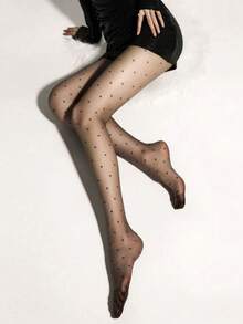 1pc Women's Polka Dot Slim Fit Tights, Cozy