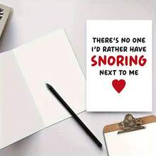 一张幽默贺卡，上面写着“我最不想身边有人打鼾”，附带信封——“情侣间的玩笑”设计，纯白背景，非常适合送给夫妻/伴侣，是轻松浪漫时刻的理想之选，爱情贺卡|休闲浪漫主题贺卡|纸质贺卡 - 彩色 - 查看 7