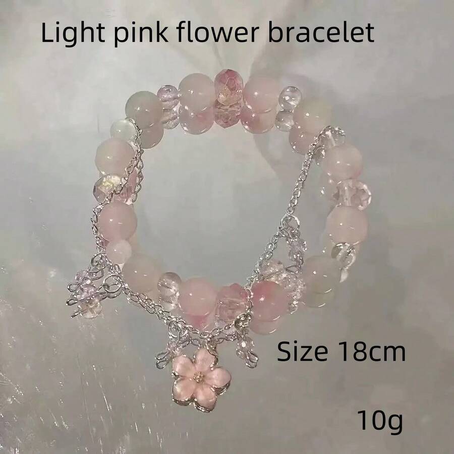 A Glass Bead Bracelet, Women's Accessory Bracelet, Suitable For Everyday Work Wear - Pink - View 1